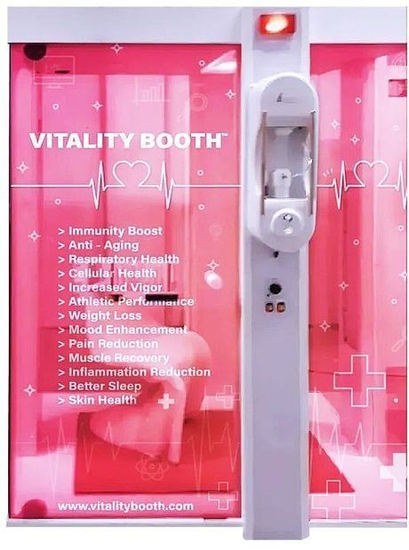 a picture of a vitality booth with a list of benefits .