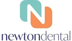 A logo for a dental company called newtondental. Featuring turquoise and orange