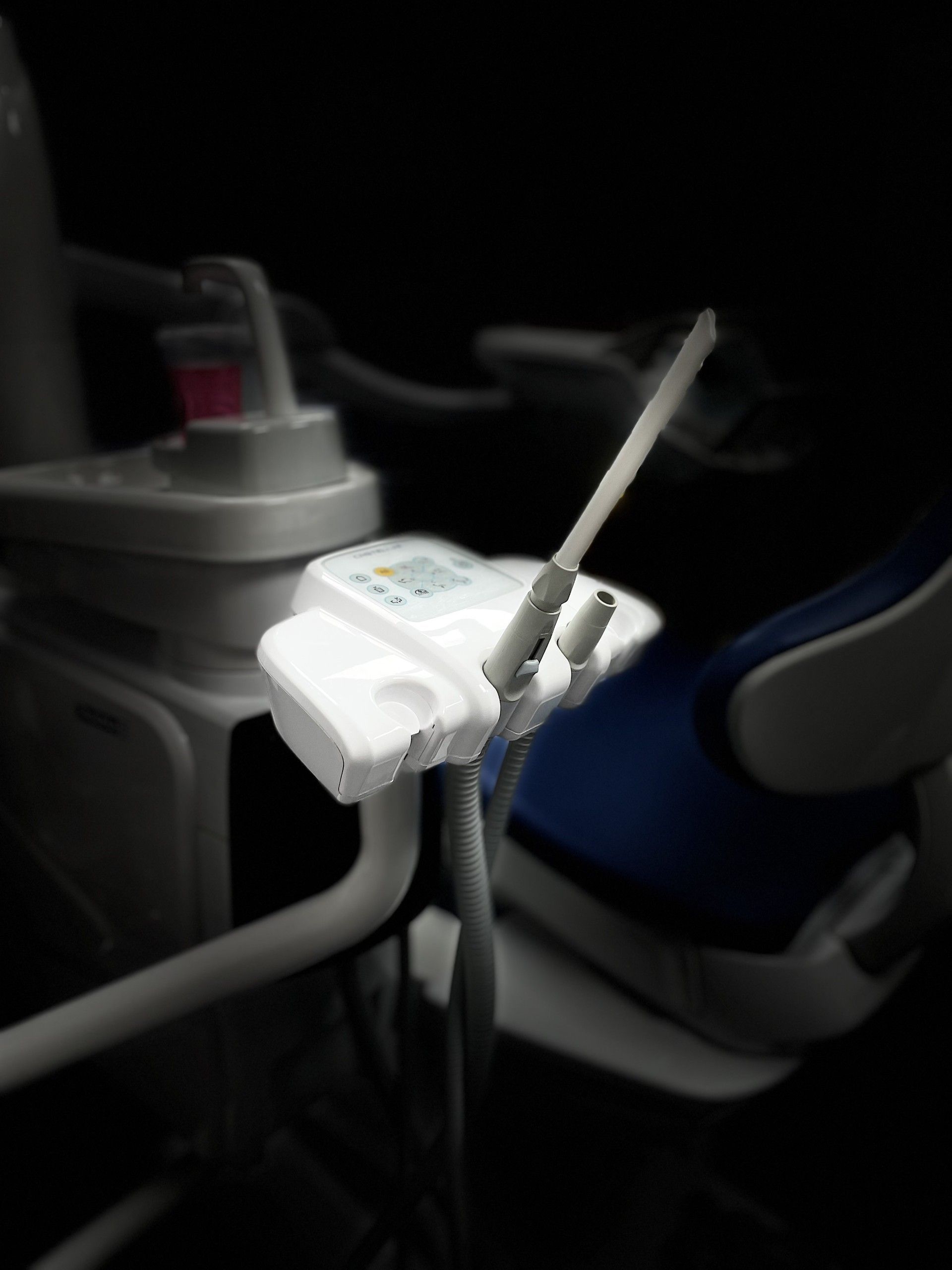 A dental chair in a dental surgery. 