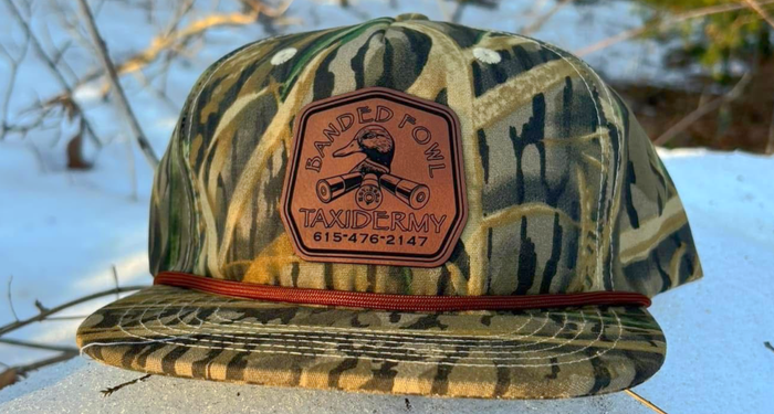 Duck Camo Laser-Engraved Leather Patch Hats Big Pine Customs Inc