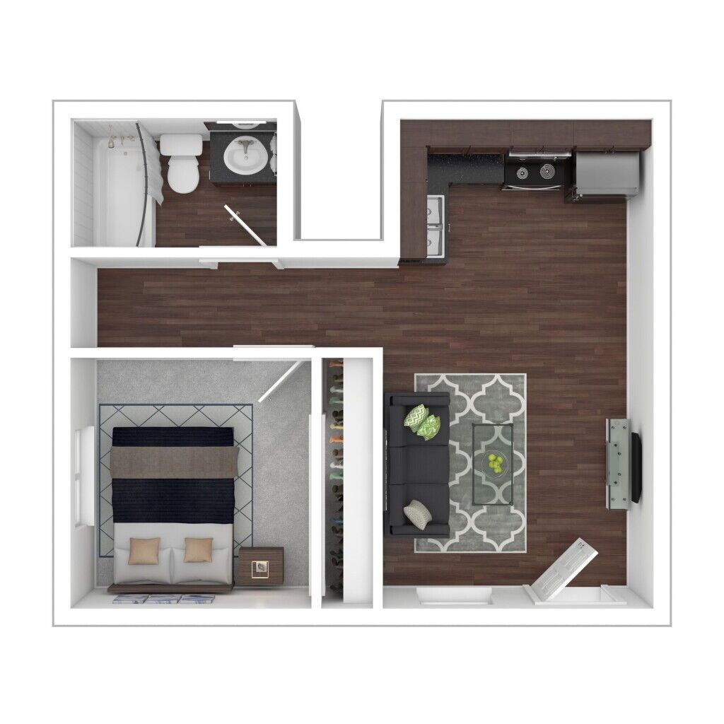 Floor Plan: 1 Bed · 1 Bath · 370 SQ. FT.