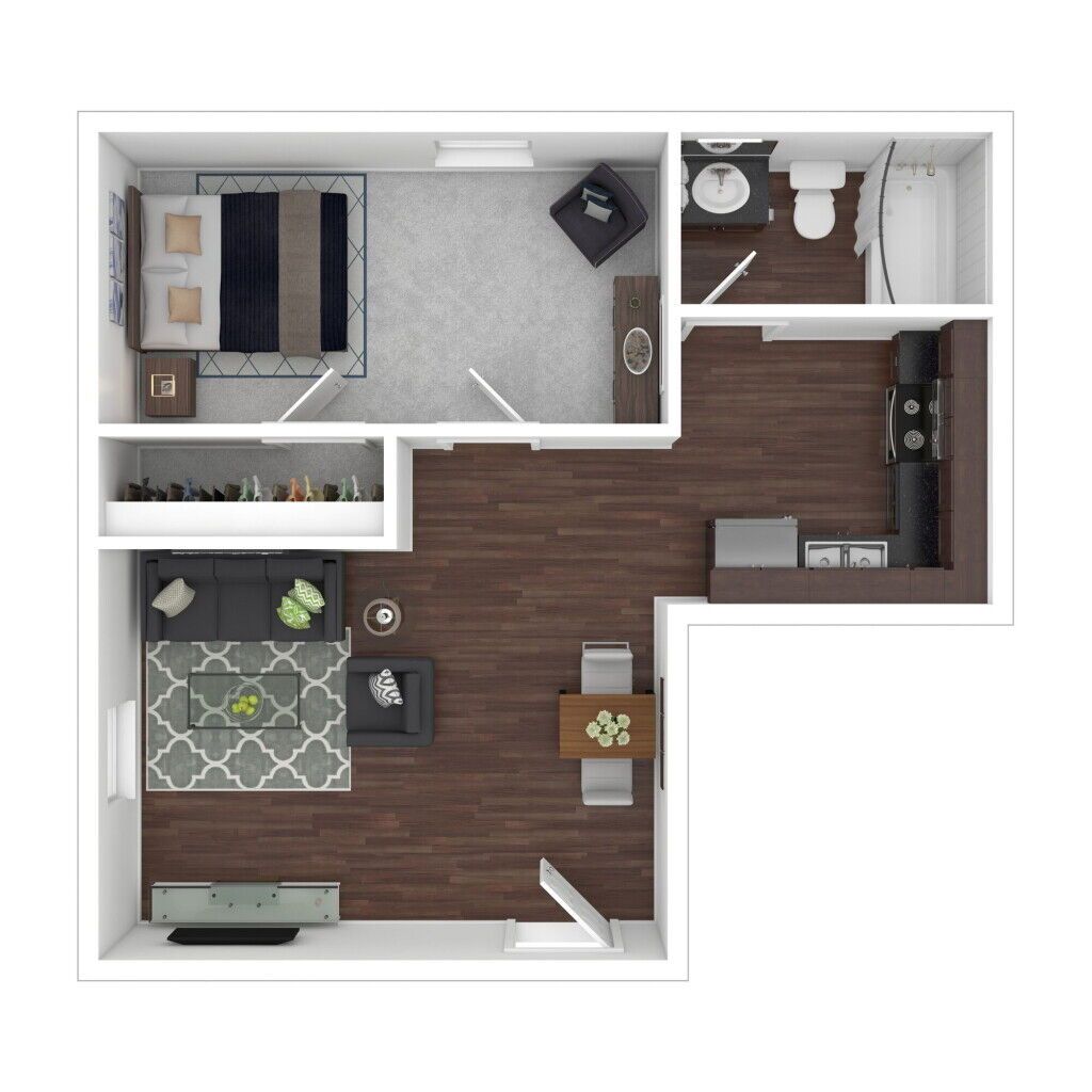 Floor Plan: 1 Bed · 1 Bath · 450 SQ. FT.