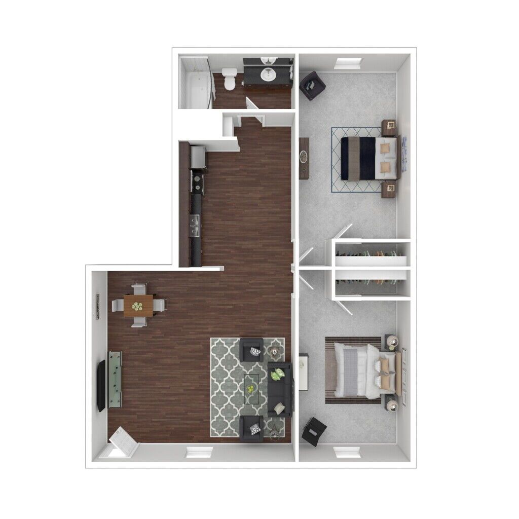 Floor Plan: 2 Bed · 1 Bath · 630 SQ. FT.