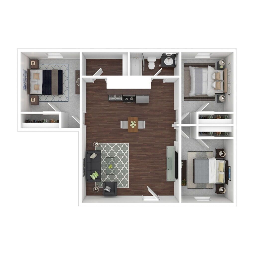 Floor Plan: 3 Bed · 1 Bath · 911 SQ. FT.