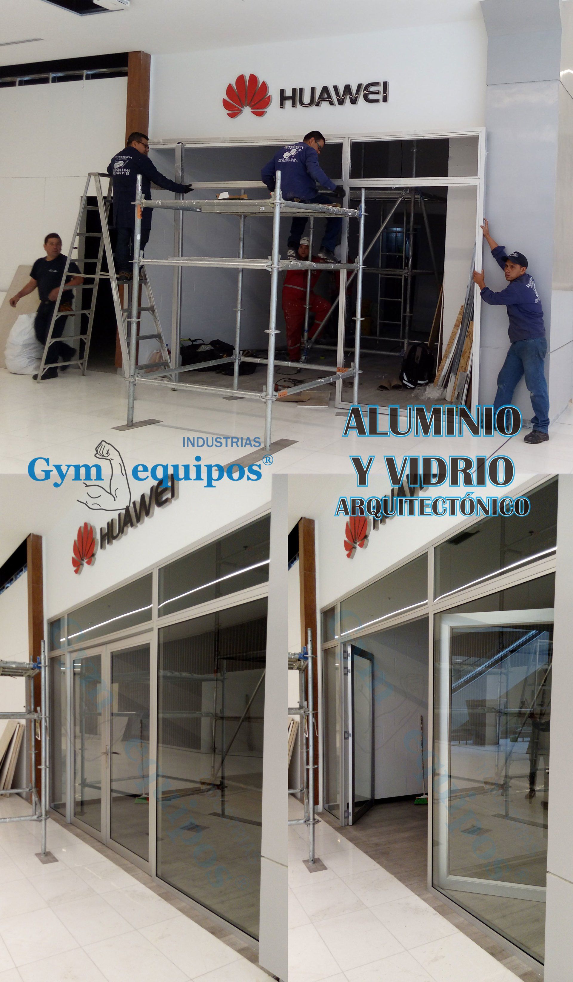 diseño fachada local comercial industrias gym aluminio