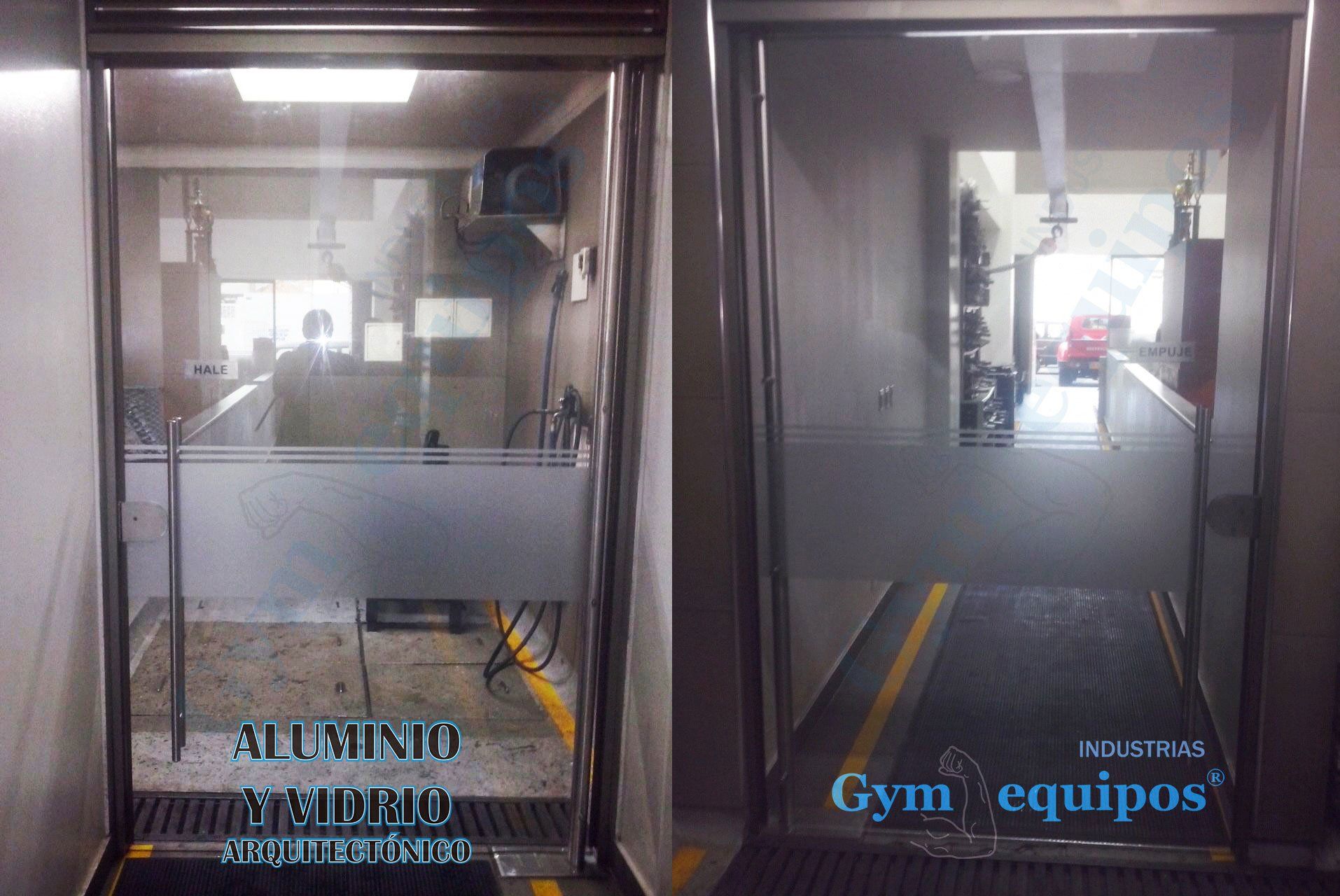 puerta en vidrio templado seguridad industrias gym