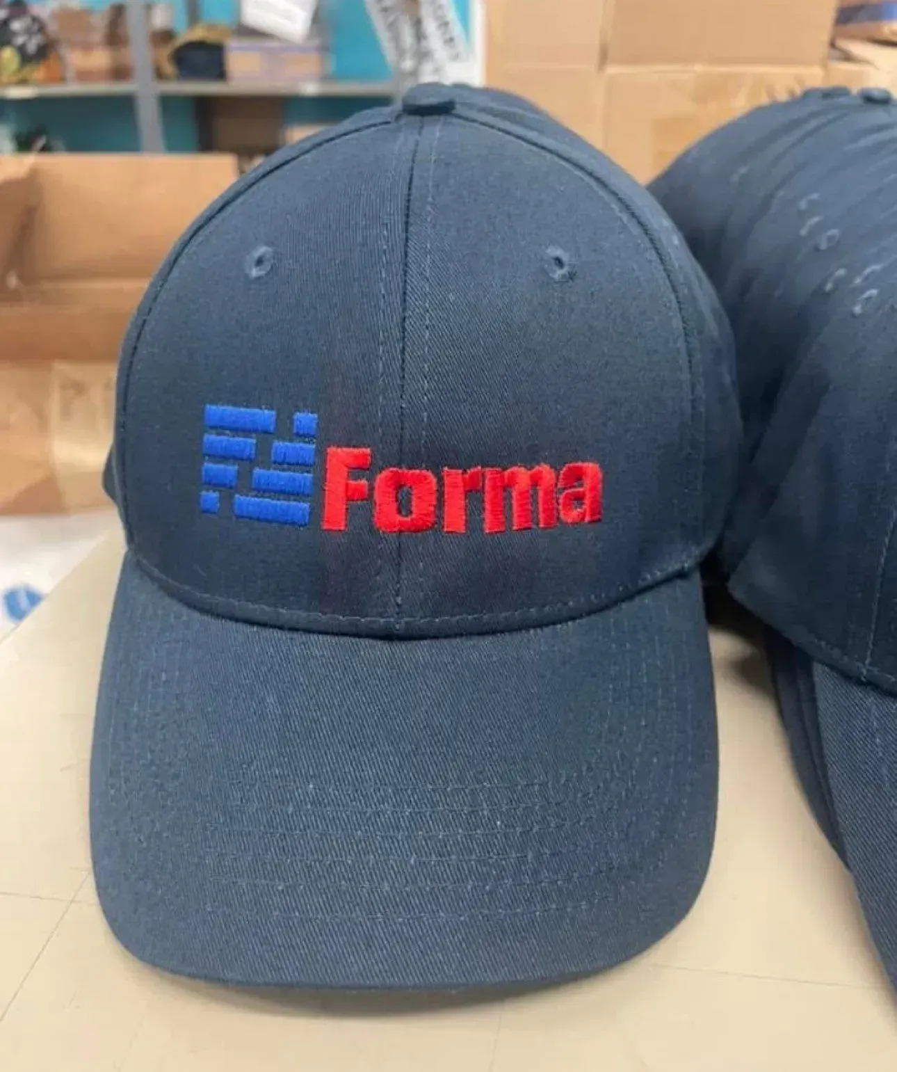 Blue baseball cap with embroidered