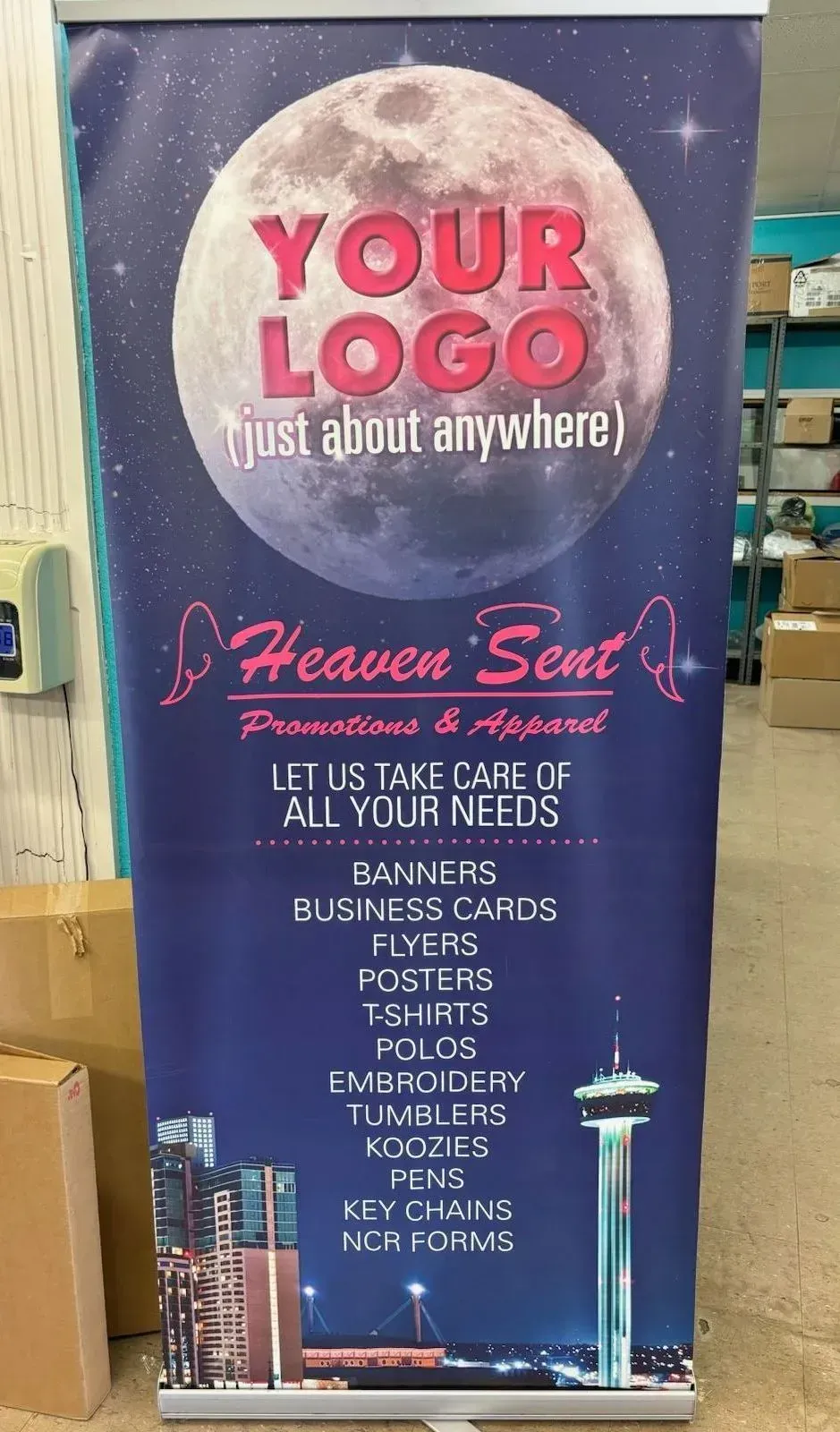 Roll-up banner with the logo