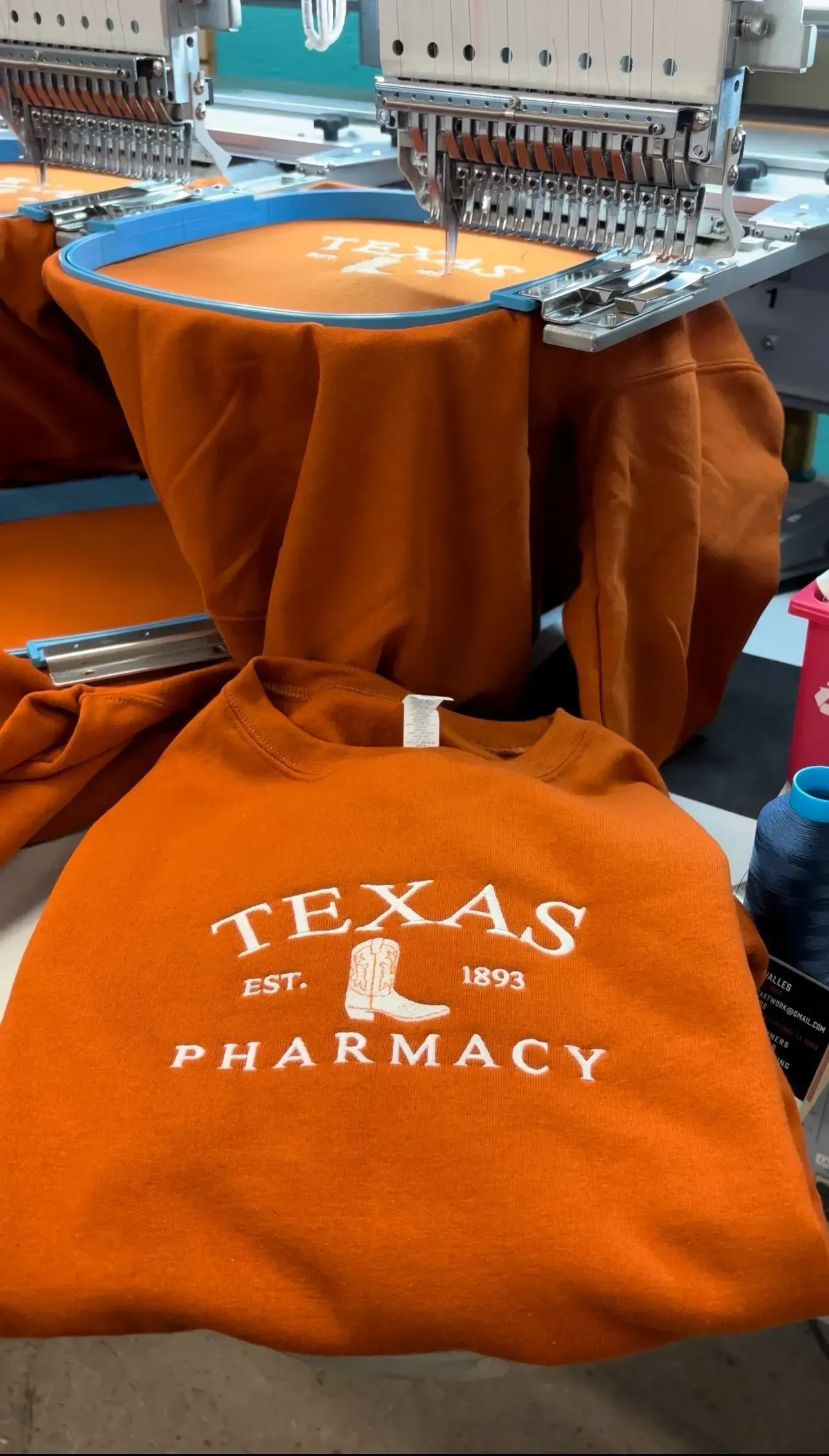 An orange sweatshirt with