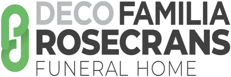 The logo for deco familia rosecrans funeral home