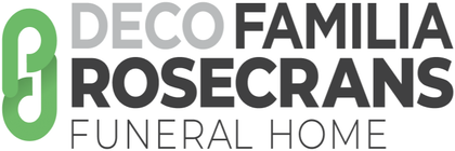 The logo for deco familia rosecrans funeral home
