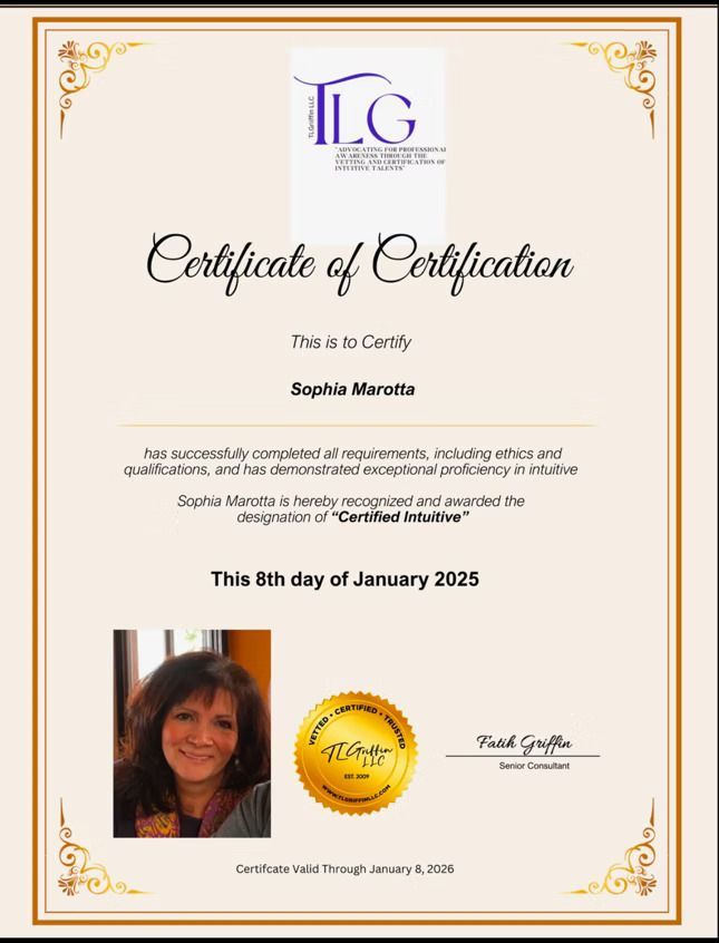 A certificate of certification with a picture of a woman on it.