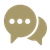 Two speech bubbles with three dots on them on a white background.