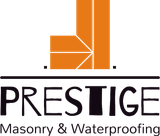 A logo for prestige masonry and waterproofing