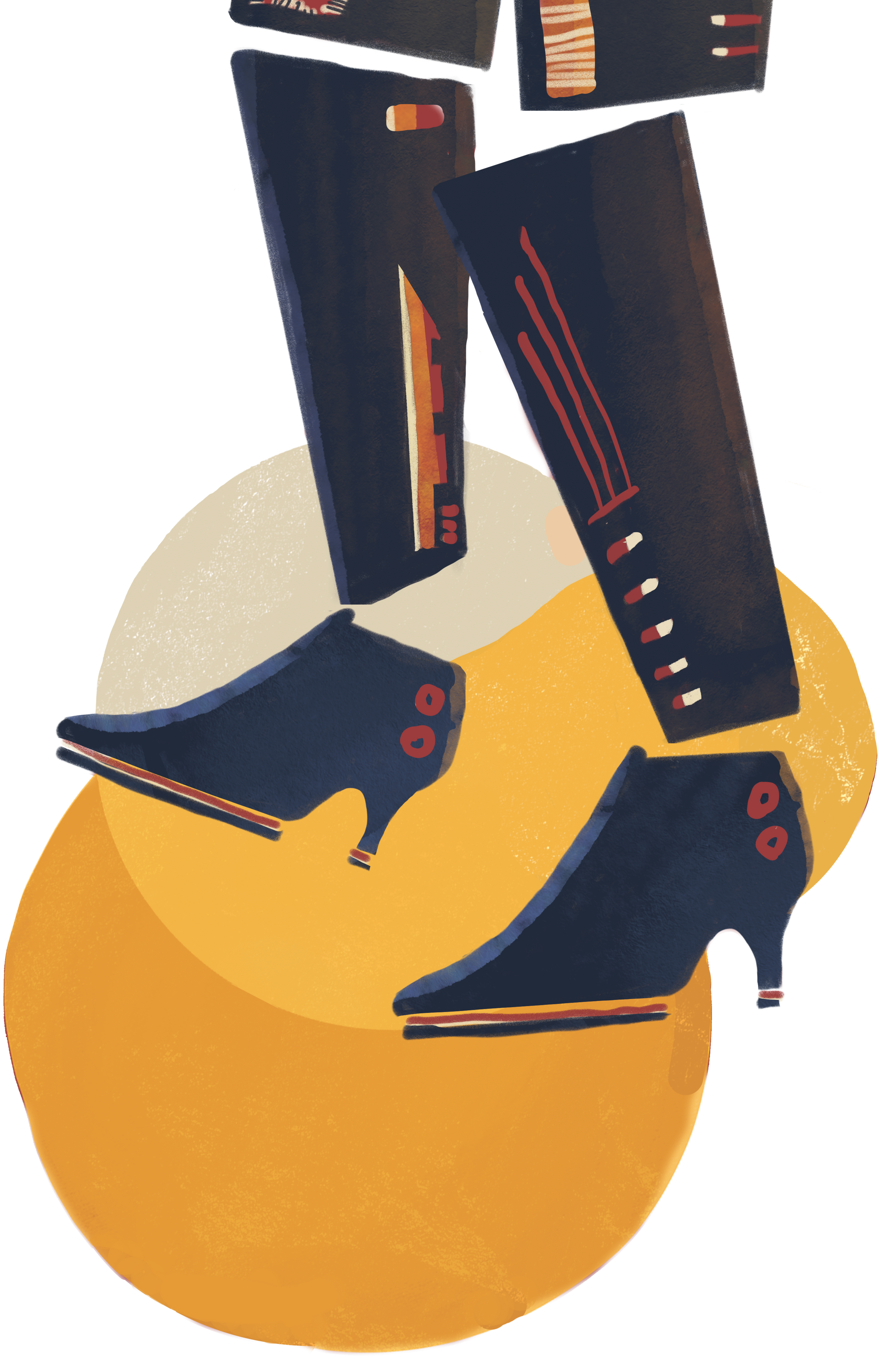 En tegning af en robots ben med en rød cirkel i baggrunden