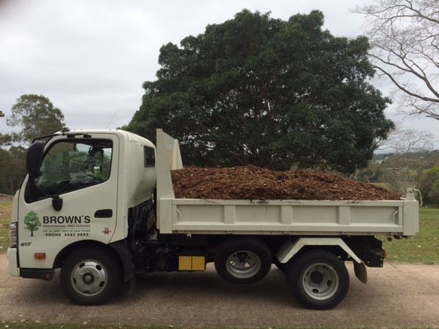 A White Dump Truck With Brown 's Written On The Side — Brown's Professional Tree Service In Pie Creek, QLD