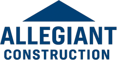 Allegiant Construction logo with a blue triangle over blue text.