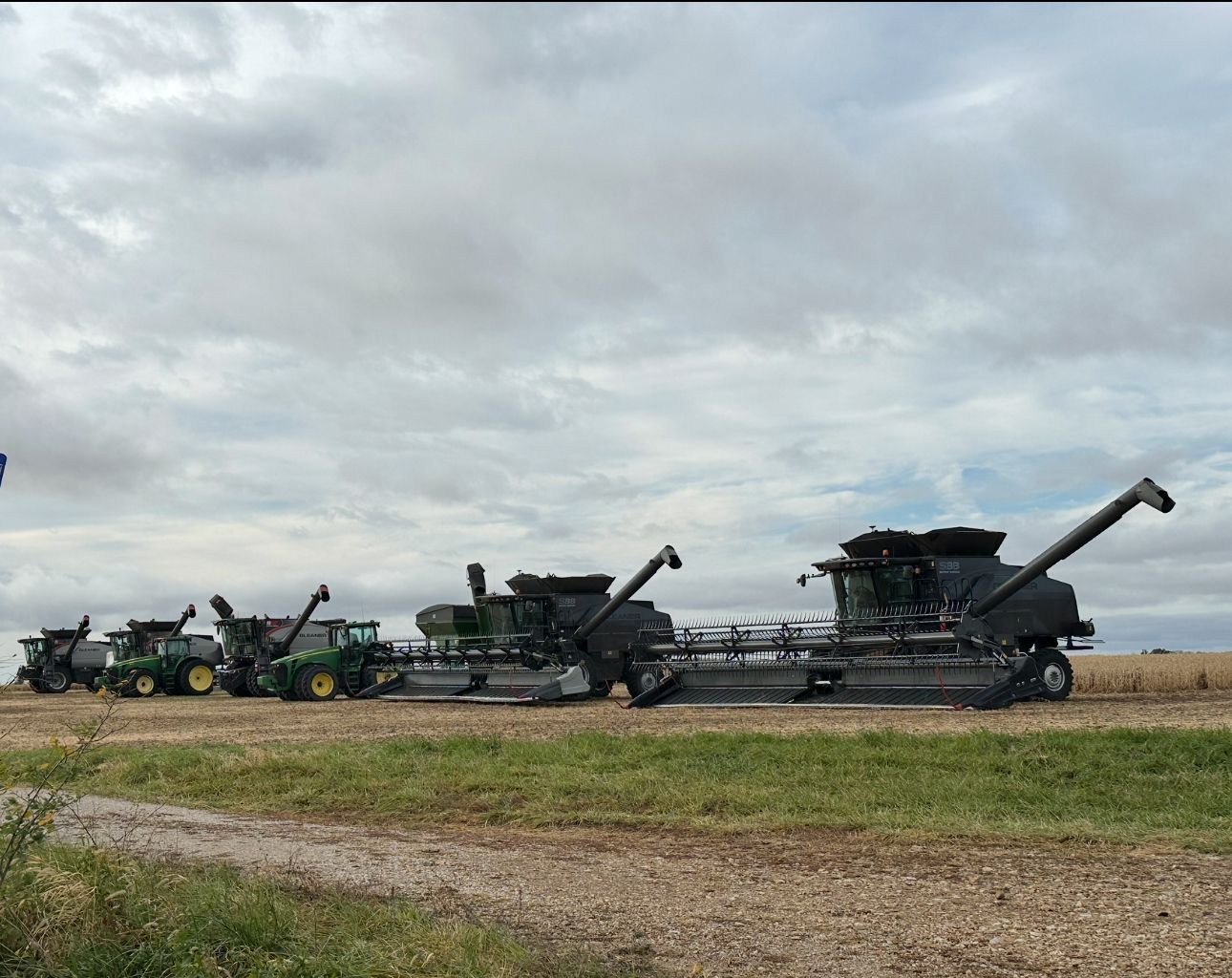 Grassy field with river
