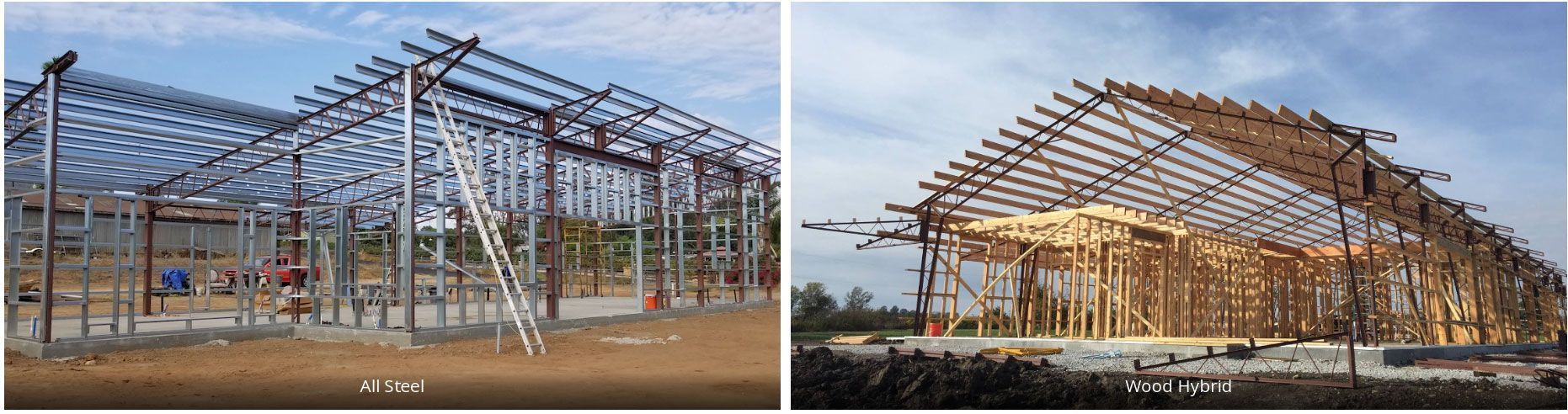 A before and after picture of a building under construction.