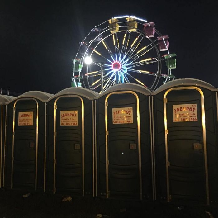A Row of Portable Toilets