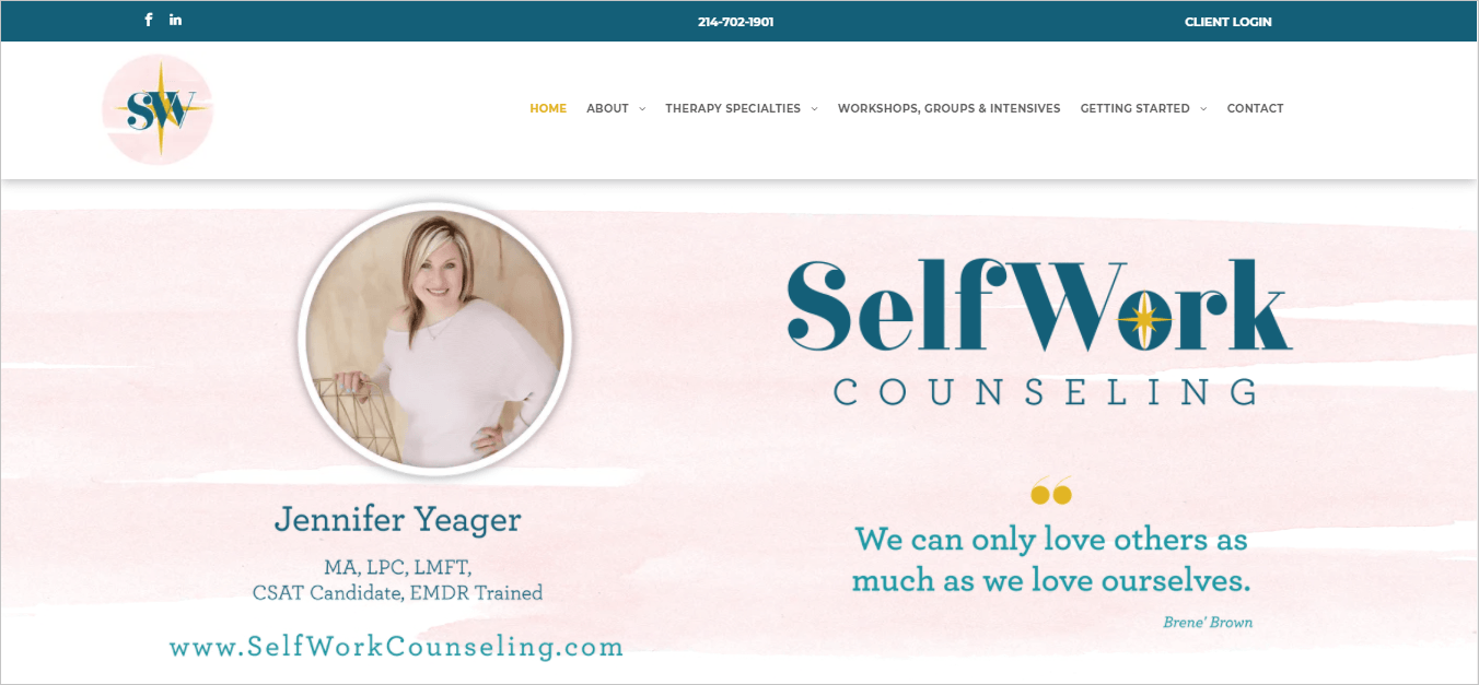 Self Work Counseling | Jennifer Yeager, LPC, LMFT, CSAT Candidate, EMDR Trained | Richardson (Dallas), Texas
