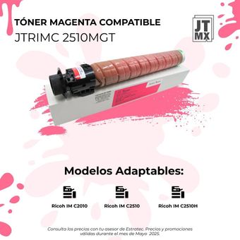 Una imagen de un tóner magenta compatible jtrimc 2510mgt.