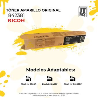 Una imagen de un toner amarillo original ricoh.