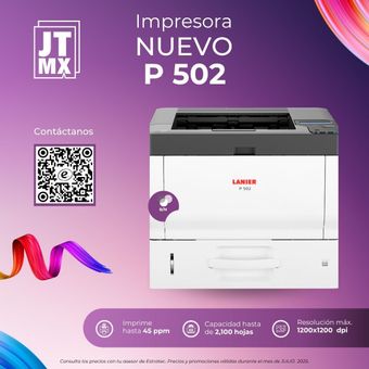 Un anuncio de una impresora llamada jt mx p 502