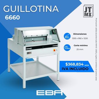 Un anuncio de una guillotina cortadora de papel modelo 6600