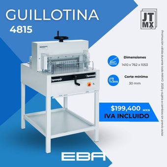Un anuncio de una guillotina cortadora de papel