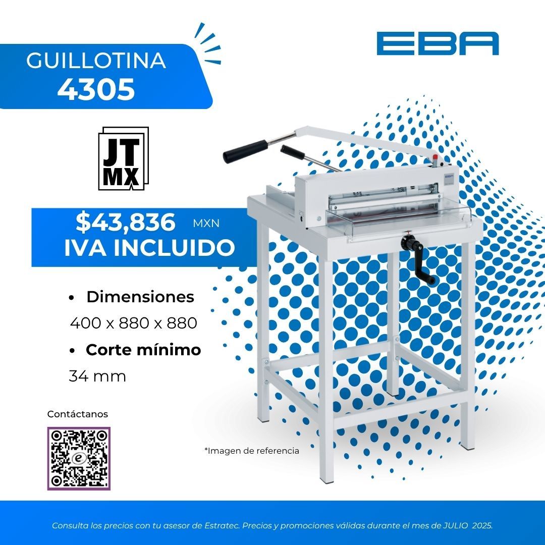 Un anuncio de una máquina guillotina que cuesta $43,836