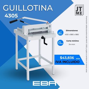 Un anuncio de una máquina guillotina que cuesta $43,836