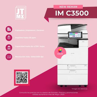 Un anuncio de una nueva impresora remanufacturada IM C3500