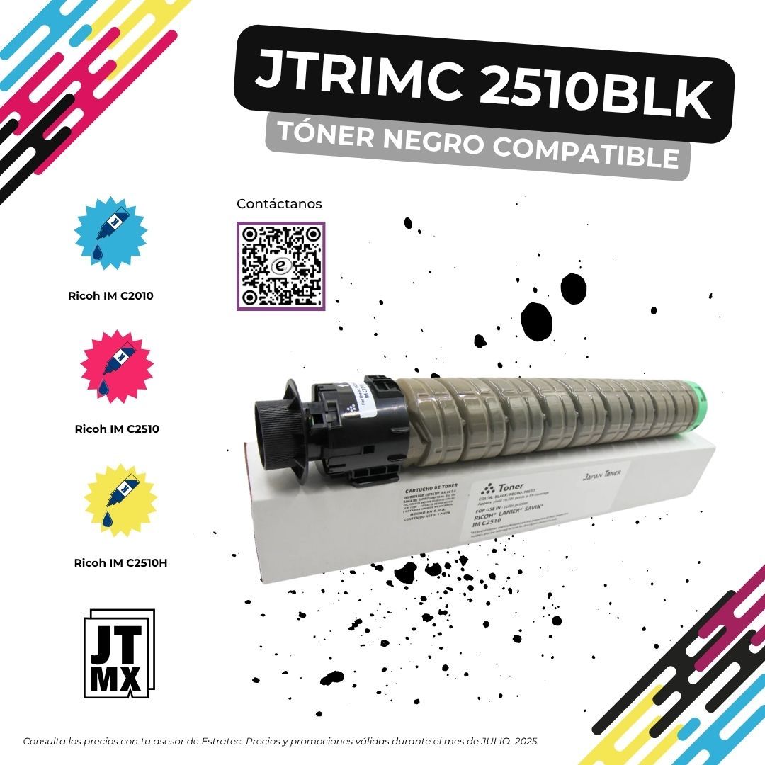 Un cartucho de tóner negro está encima de una caja blanca.