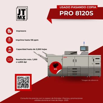 A poster for a printer that says usado pasando copia pro 8120s