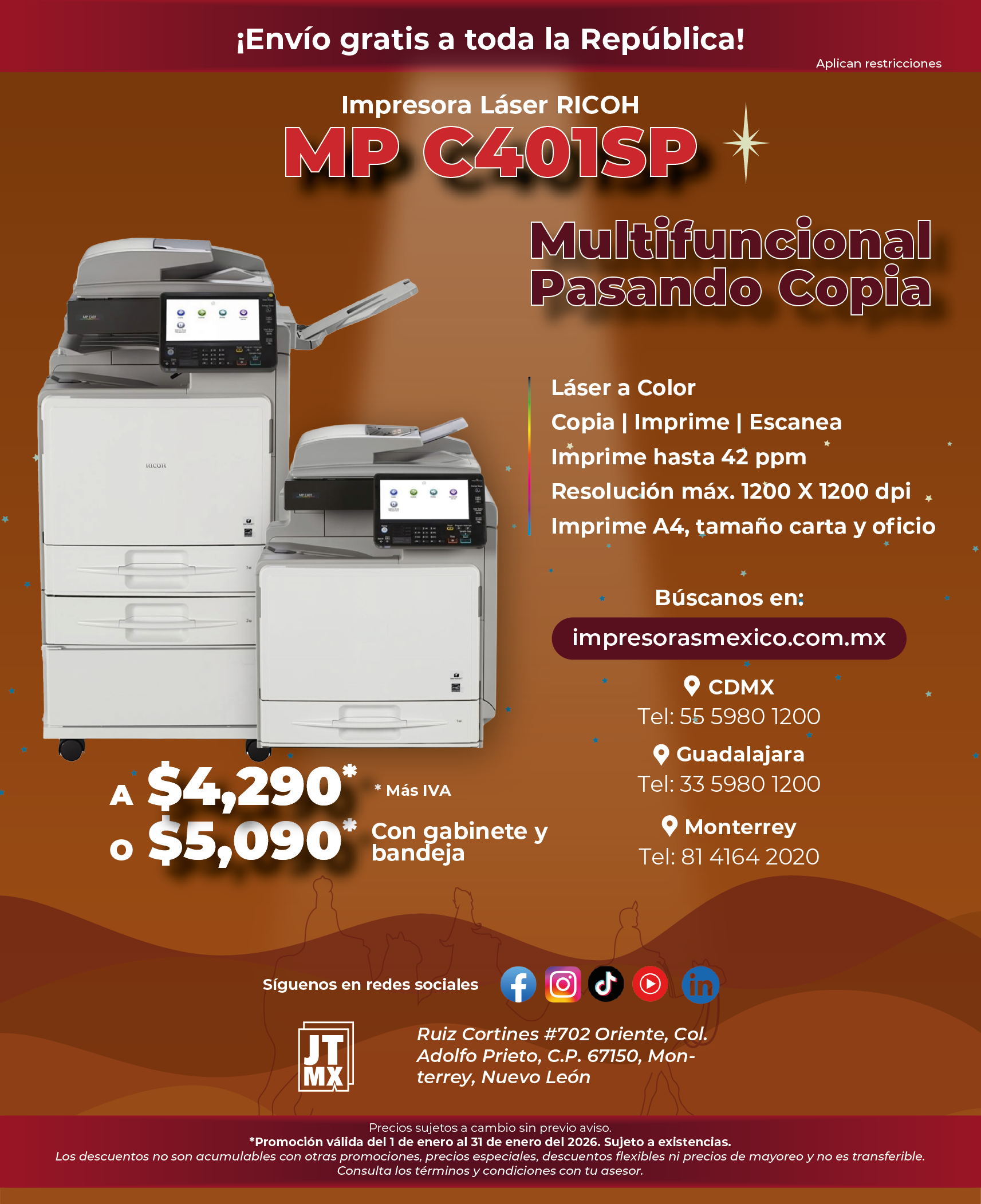 Un anuncio de una nueva impresora remanufacturada IM C3500