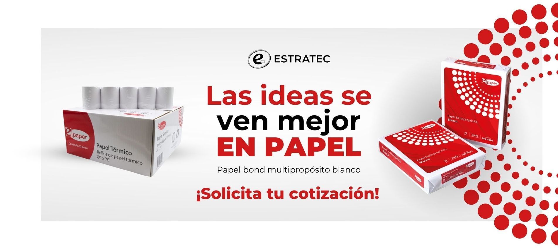 A box of rolls of paper that says las ideas se ven mejor en papel