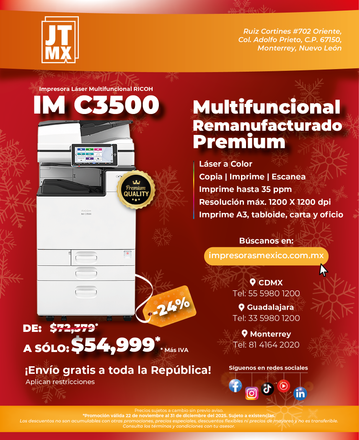 Un póster para una nueva impresora remanufacturada MP C3504EX