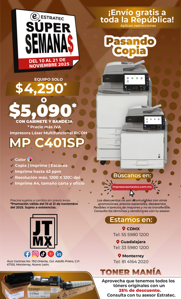 Un anuncio de una nueva impresora remanufacturada IM C3500