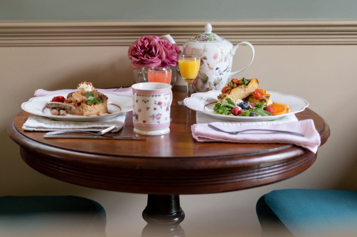 Table set with breakfast