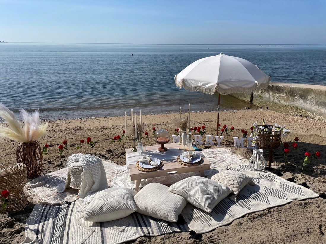 Romantic setup on the beach