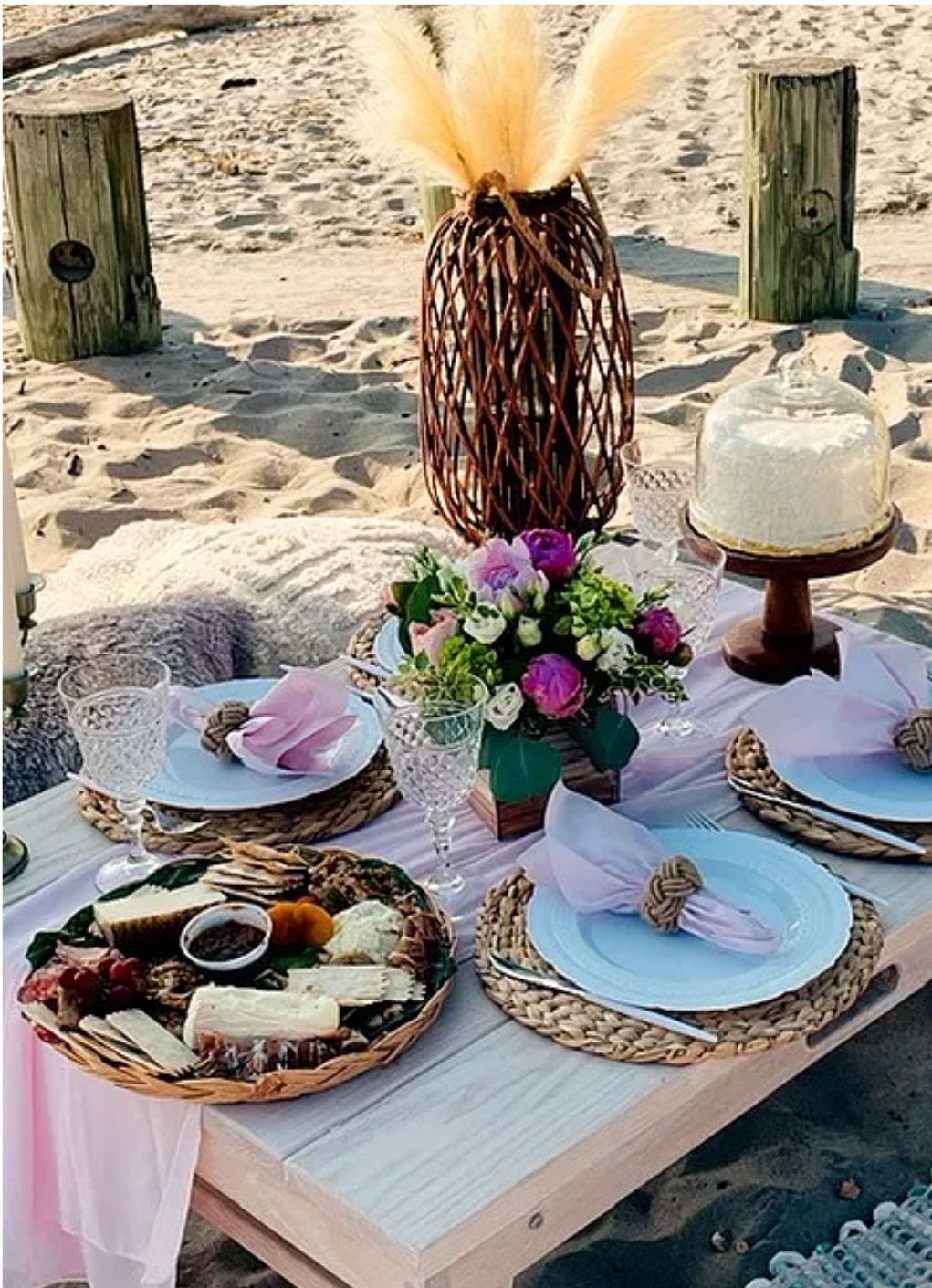 Set table on the beach