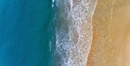 Beach and ocean from birds eye view