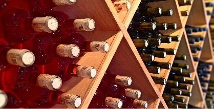 Stored wine on shelves