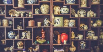 Antique Vases on shelves