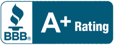 A blue sign that says bbb a+ rating