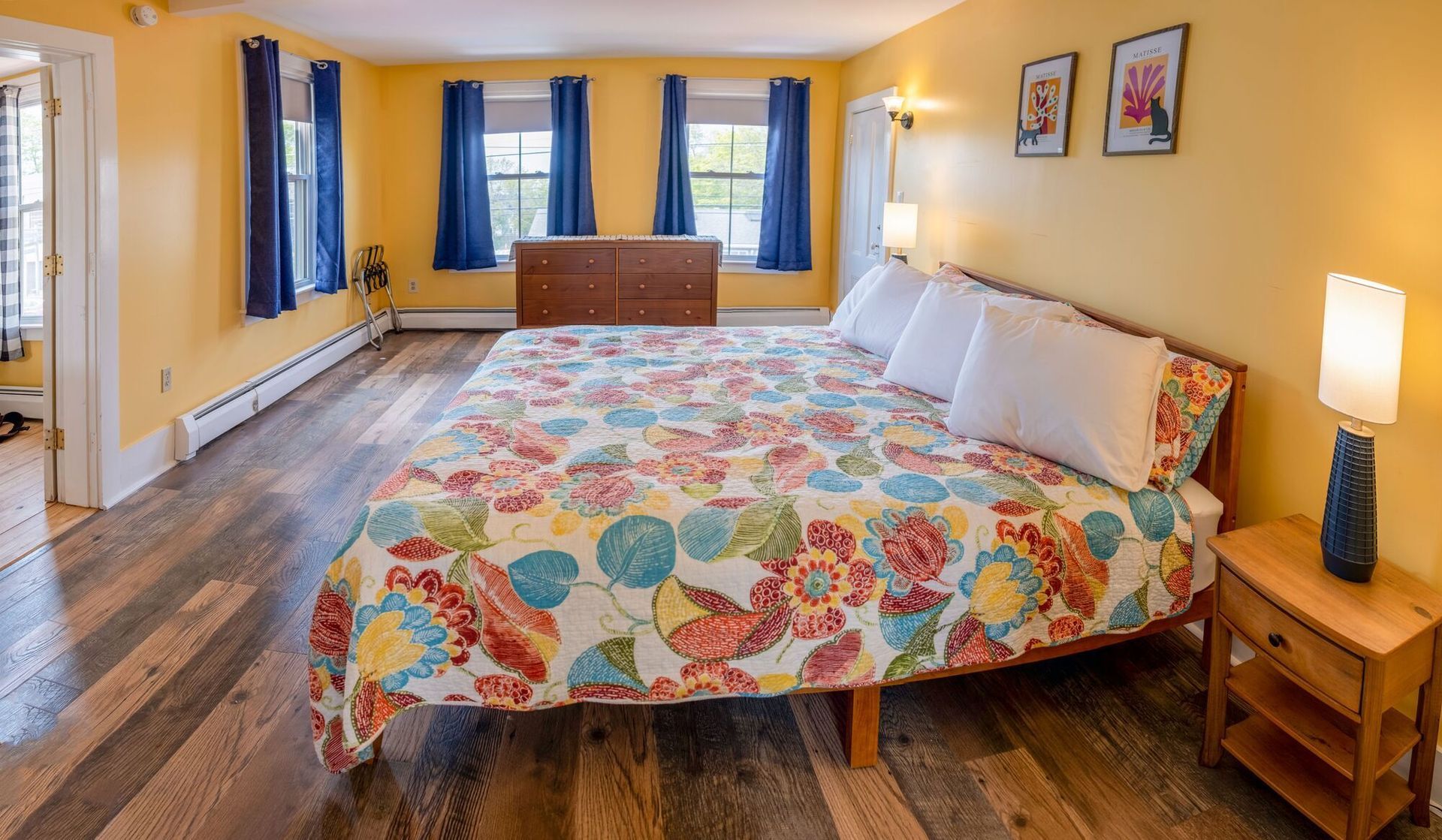 There is a large bed in the middle of the room.