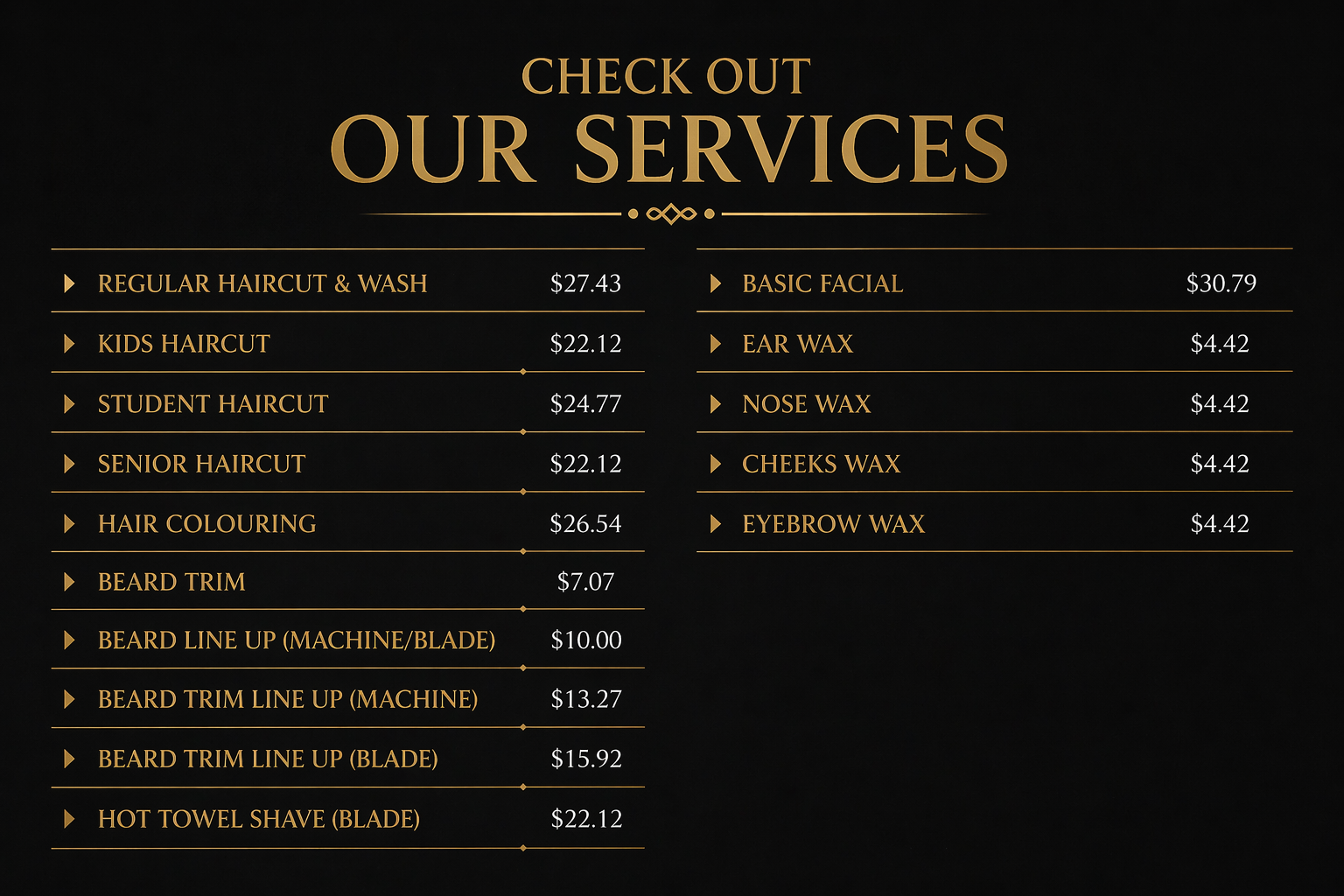 Craft Fades barbershop logo with gold CF monogram on dark textured background