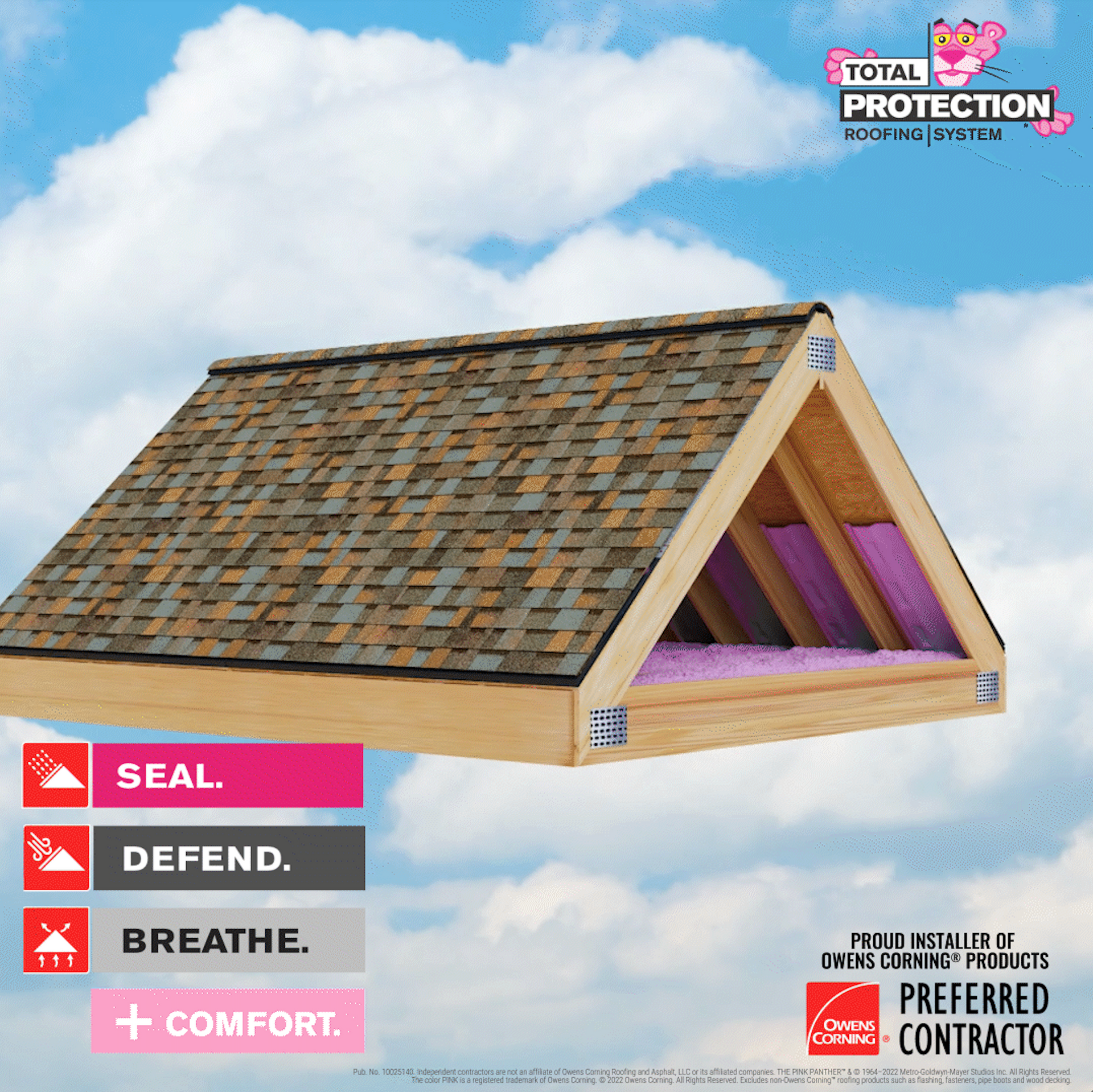 An advertisement for a roof that says total protection