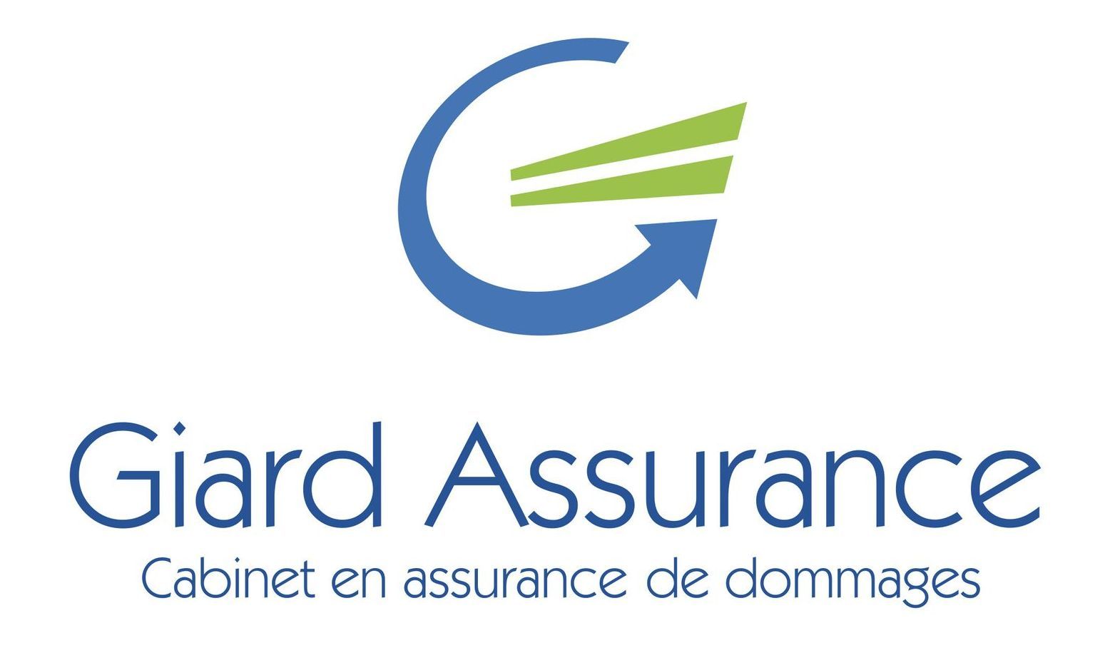 Un logo bleu et vert pour une société appelée Giard Assurance